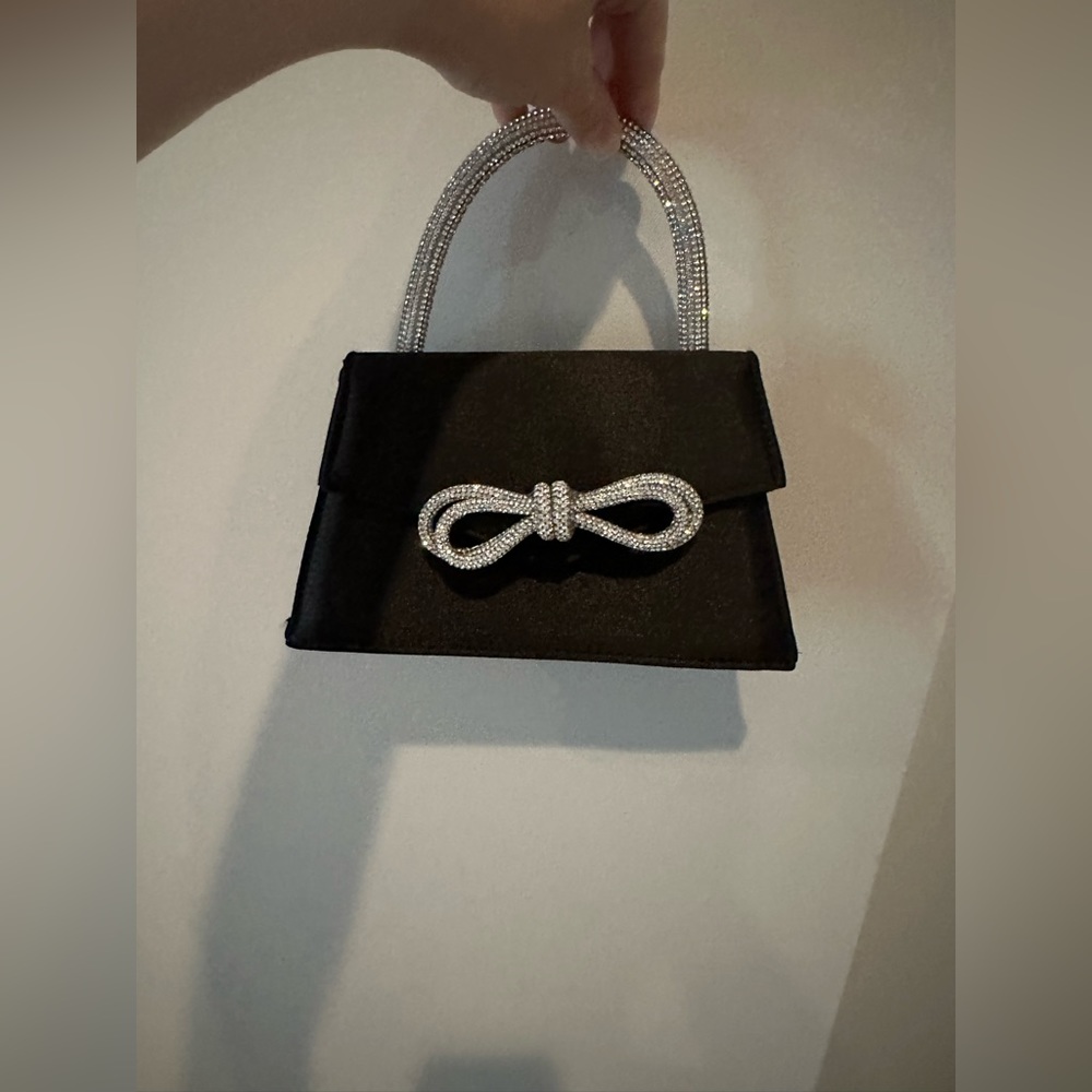 COPY - USED ONCE black satin bow evening bag